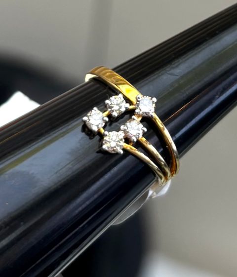 Diamond ring with a row of diamonds, close-up